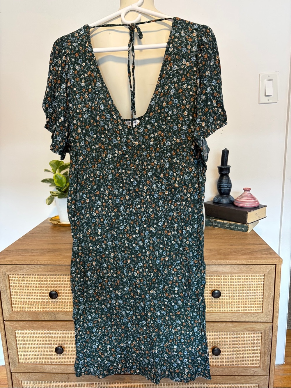Reitmans Signature Green Floral Smocked Tie-Back Dress Size 2X